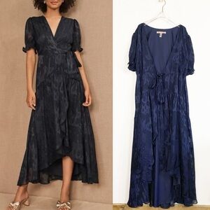 Hutch Biscanye Maxi Wrap Dress Navy Blue Elegant size L